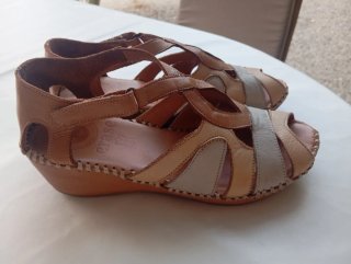 Sandalias Piel Talla 37 Beige/Marrón