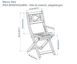 4 Sillas Bondholmen Ikea Plegables Madera Gris.