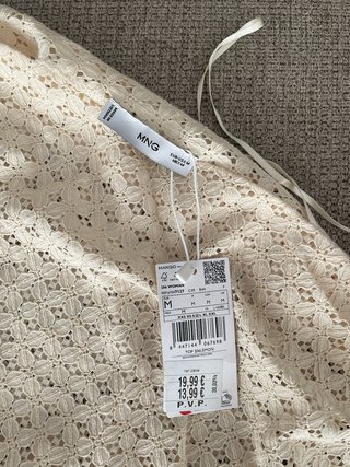 Top asimétrico beige mango talla M