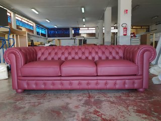 Divano 3 posti rosso in pelle