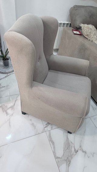 2 Sillones Beige/Gris Tela