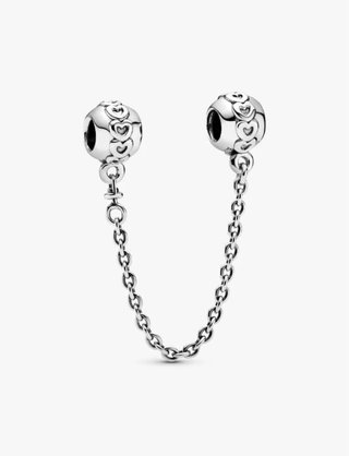 Cadena de seguridad Pandora corazones plata