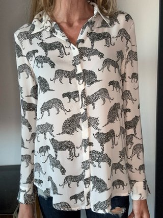 Camisa Mango Estampado Leopardo Talla S