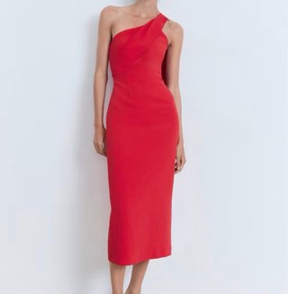 Vestido fiesta rojo asimétrico