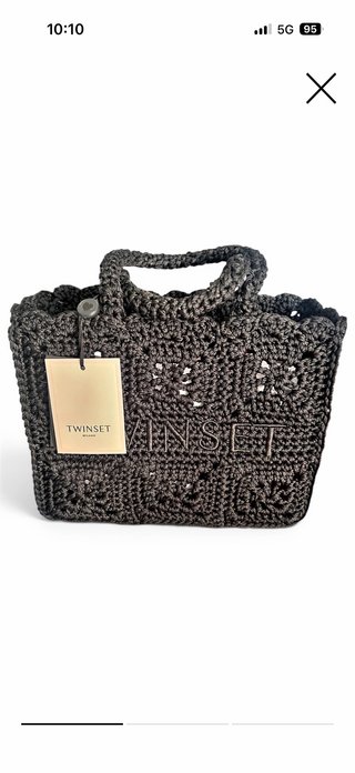 Borsa Twinset nera in crochet