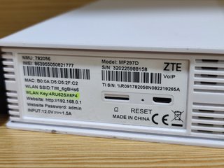 ZTE MF297D 4G Cat.12 Wi-Fi 6 600mbps Roteador SIM