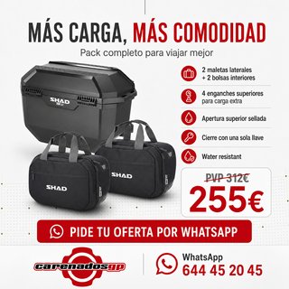JUEGO MALETAS SHAD TR27 + 2 BOLSAS INTERIORES