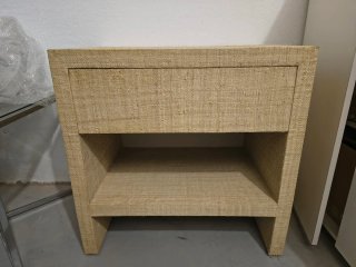 Mesita de Noche Mimbre Beige