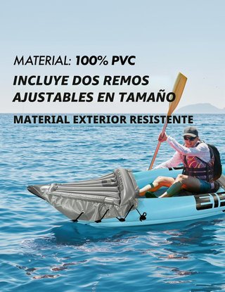 Kayak inflable EISHAI Flow para 2 personas con rem