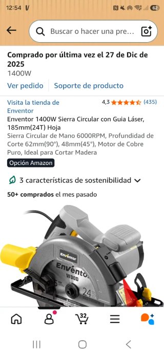 Enventor 1400W Sierra Circular Láser