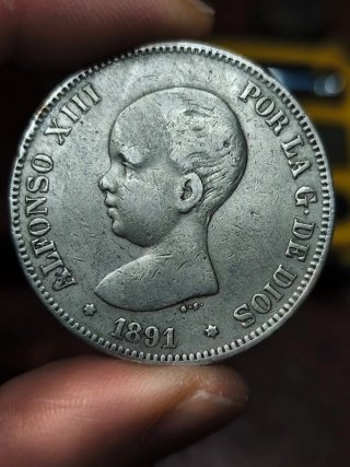 5 Pesetas Plata Alfonso XIII 1891 *91