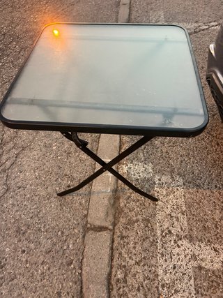 Mesa plegable terraza cristal y metal