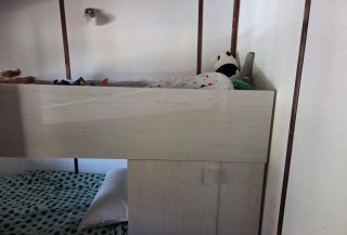 Cama tren juvenil con escritorio y almacenaje