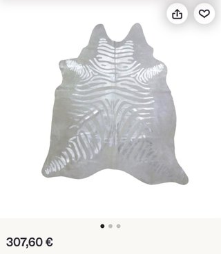Alfombra Piel Vaca Diseño Cebra Plata