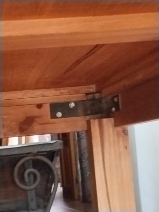 Mesa rústica madera y cristal