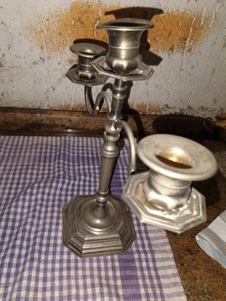 Candelabro in peltro a 3 bracci