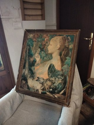 Cuadro decorativo mujer y animales