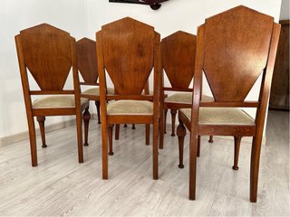 6 Sillas Vintage (Art Deco) Raíz de Nogal