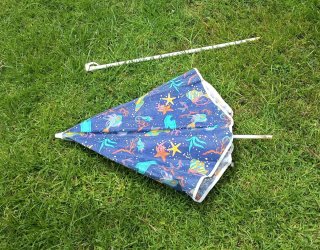 PARASOL SOMBRILLA Azul de Tela 140cm diametro