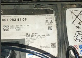Batería AGM Mercedes Varta 80Ah 800A