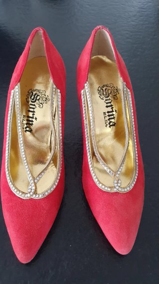 Zapatos Ante Piel Rojos Nuevos
