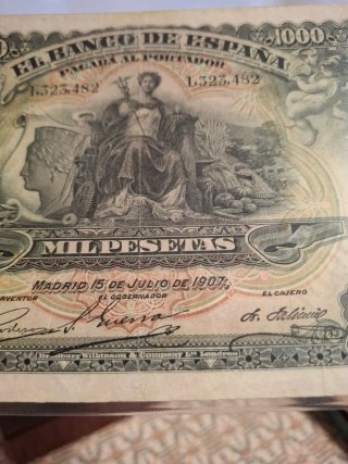 1000 PESETAS DE 1907 BILLETE CLÁSICO MUY DIFICIL