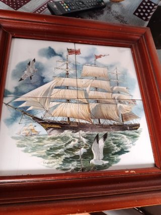 Cuadro de barco de vela en cerámica