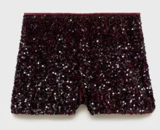 Shorts de lentejuelas burdeos