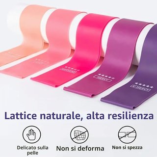 5 Fasce elastiche "NUOVE" esercizi Sport 5 livelli