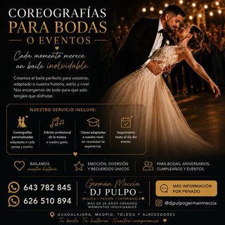 DJ Bodas, eventos. Coreógrafo y profesor latinos