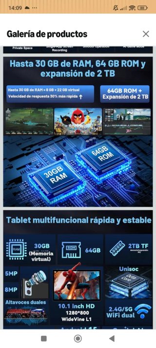 Tablet Deertime E15 Android 15 64GB+2TB A ESTRENAR