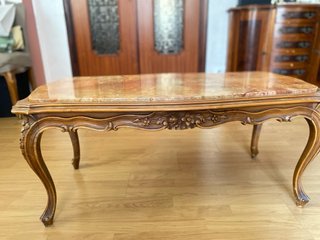 Tavolino legno piano marmo