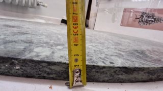 Tavolo rotondo in rovere con marmo da restaurare