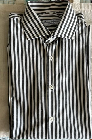 Camisa de rayas Sartoria Migliaccio gris y blanca