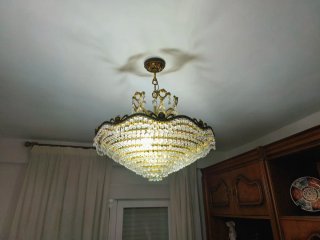 Lámpara lágrimas cristal vintage dorada