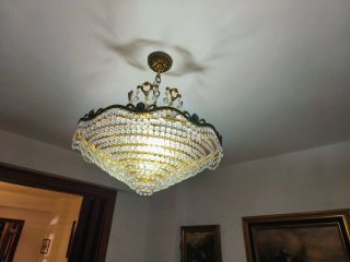 Lámpara lágrimas cristal vintage dorada