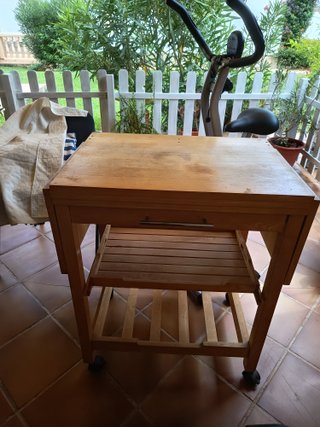 Mesa auxiliar cocina extensible madera con ruedas