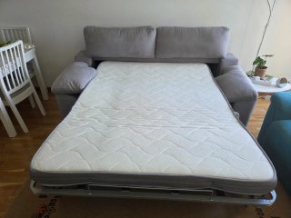 Sofá Cama Beige/Gris Tela