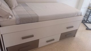 Cama juvenil con cajones blanca