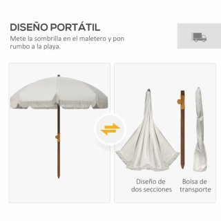 Ombrellone da spiaggia in tessuto e legno