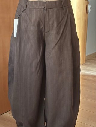 Pantalón Zara Rayas Marrón Talla L