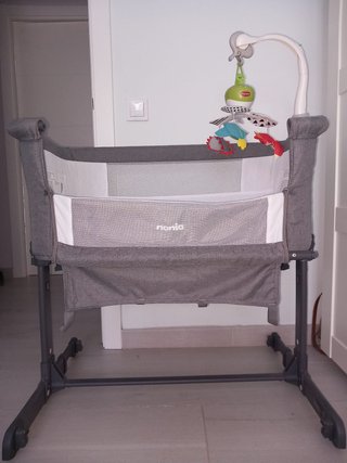 Cuna Colecho Gris + Colchon + Carrusel