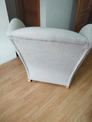 Sillón Mecedora Beige/Gris Tela y Madera