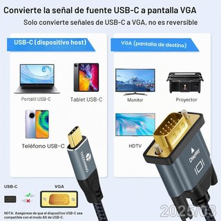 THZZHNNO Cable USB-C a VGA 1080p 60Hz 2m TC-403