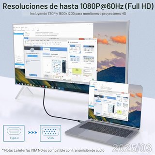 THZZHNNO Cable USB-C a VGA 1080p 60Hz 2m TC-403