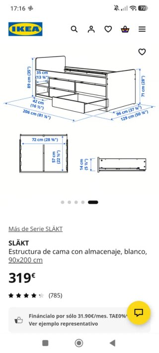 Cama juvenil blanca con cajones
