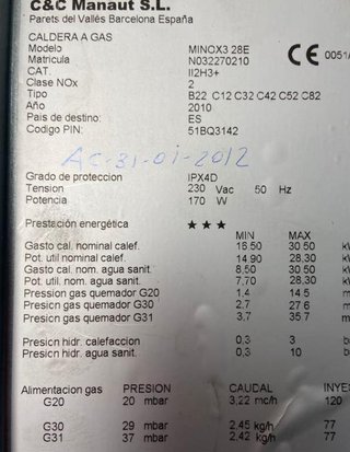 REPUESTOS DE CALDERA MANAUT MINOX3 28E