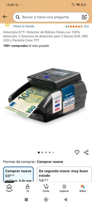 Detector de billetes falsos con pantalla led
