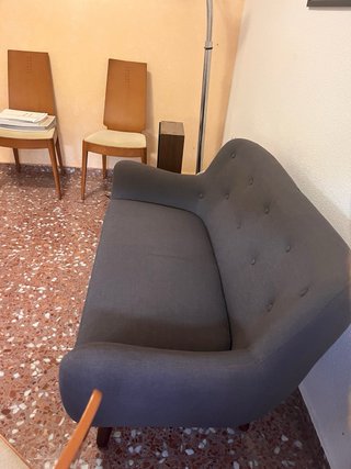 Sofa de 2 plazas gris, estilo mid-century