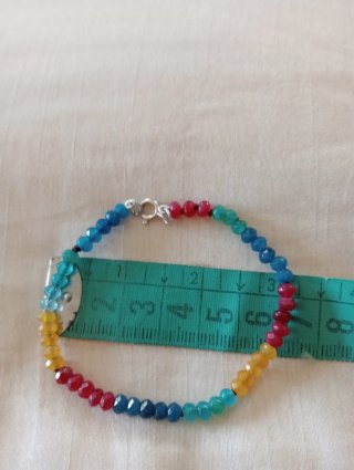 Pulsera piedras semipreciosas y Oro Blanco